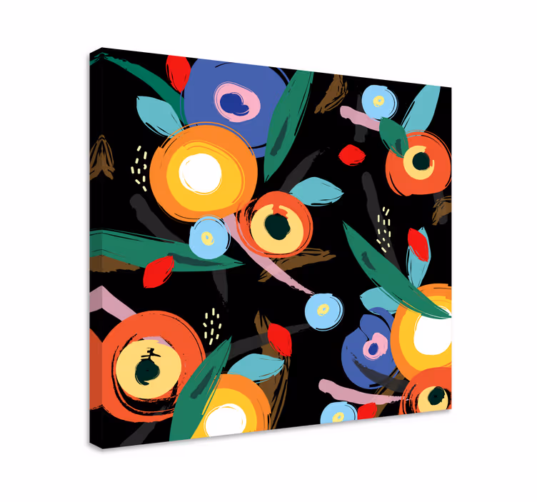 Blomster og blader abstrakt lerretsbilde kunst - Tenstickers
