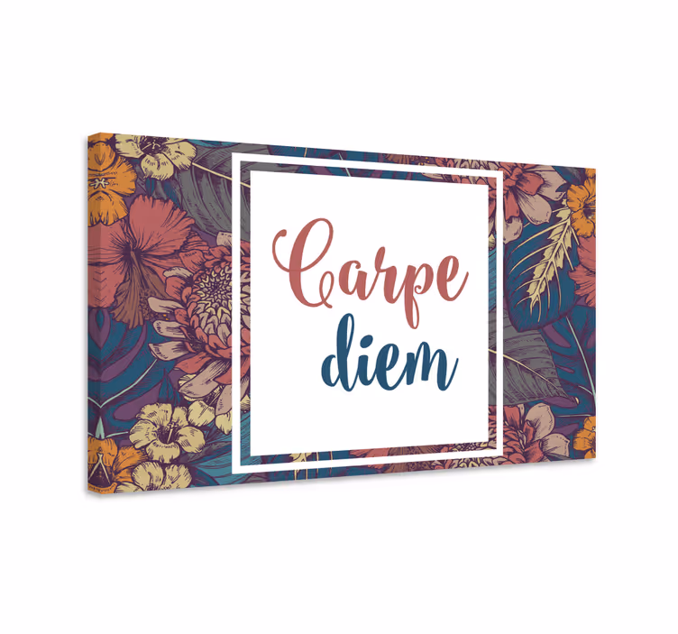 Carpe diem fargerik firkant lerretsbilde motivasjon - Tenstickers