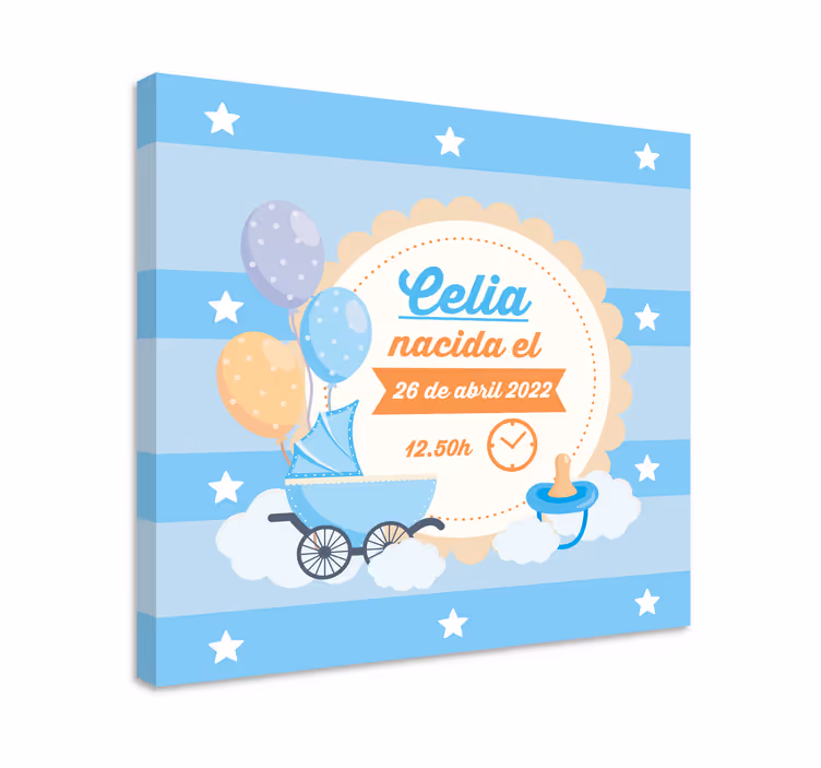 Baby kunngjøring feiring baby lerretsbilde - Tenstickers