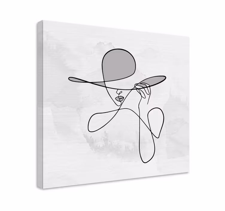 Minimalistisk kvinne med hatt lerretsbilde resepsjon - Tenstickers