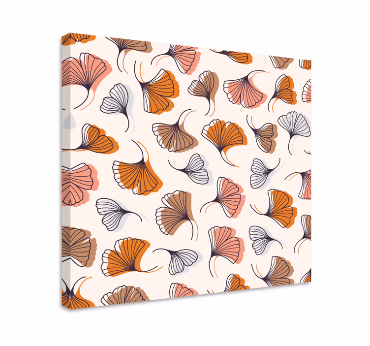 Floral ginkgo mønster blomst lerretsbilde - Tenstickers