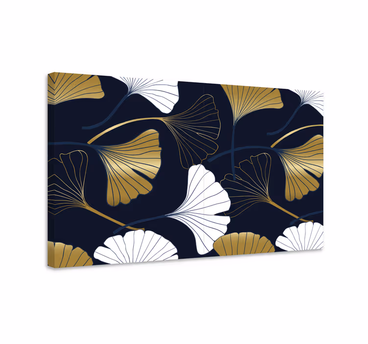 Blomst lerretsbilde med ginkgo-blad motiver - Tenstickers
