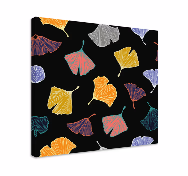 Blomst lerretsbilde ginkgo blad illustrasjoner - Tenstickers