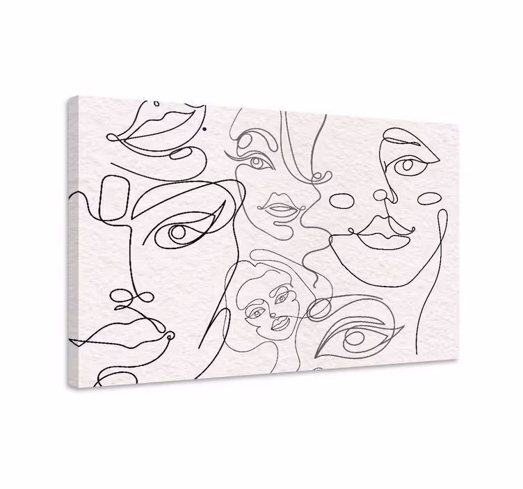 Minimalistiske ansikter lineart lerretsbilde moderne - Tenstickers