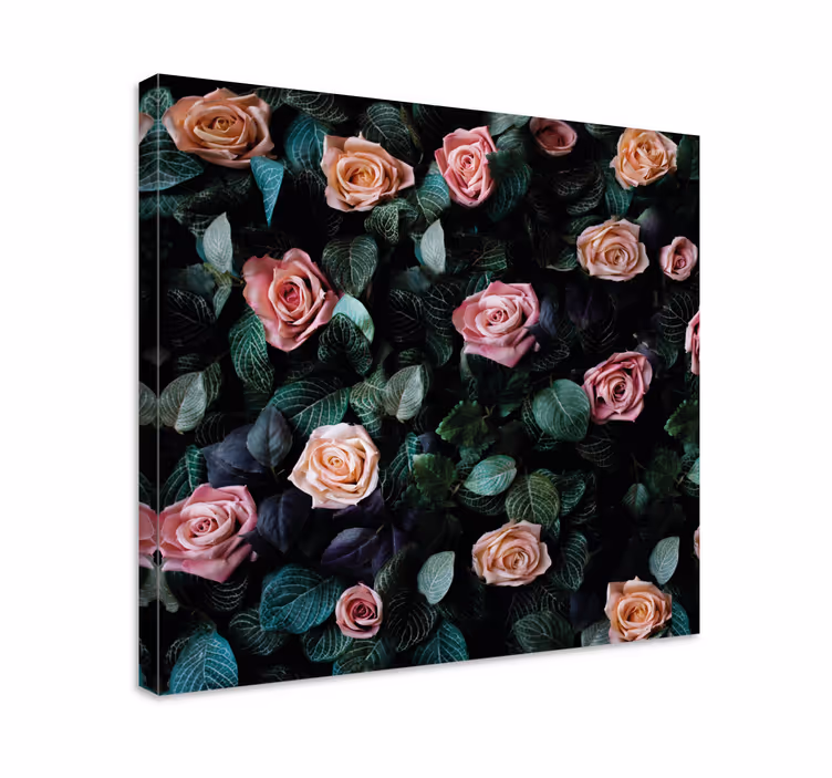 Røde rose blomster lerretsbilde blomster - Tenstickers