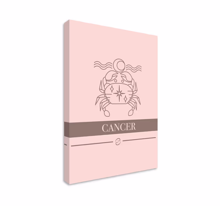 Kreft rosa kort stjernetegn design lerretsbilde soverom - Tenstickers