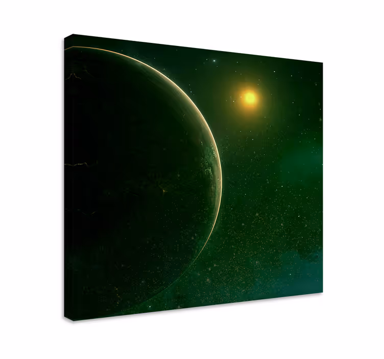 Lerretsbilde mandala kosmisk grønn kule - Tenstickers