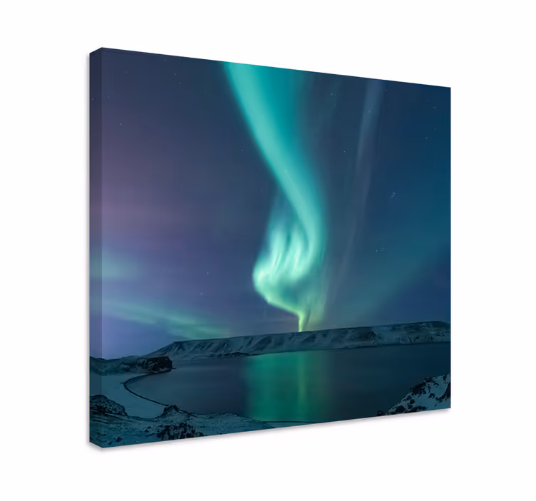 Fantastisk nordlys over øya lerretsbilde landskap - Tenstickers
