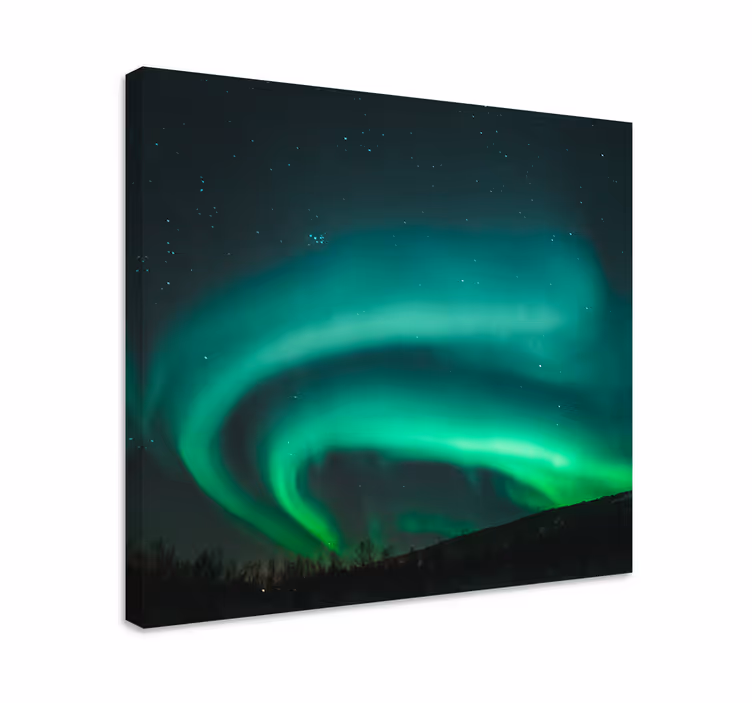 Nordlysets utstilling landskaps lerretsbilde - Tenstickers