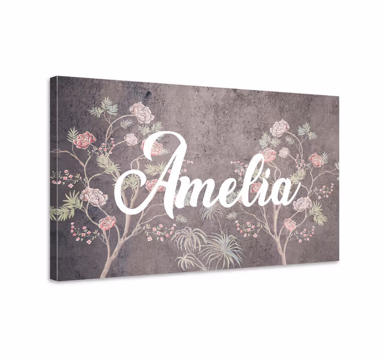 Blomsterdesign med navn blomste lerretsbilde - Tenstickers