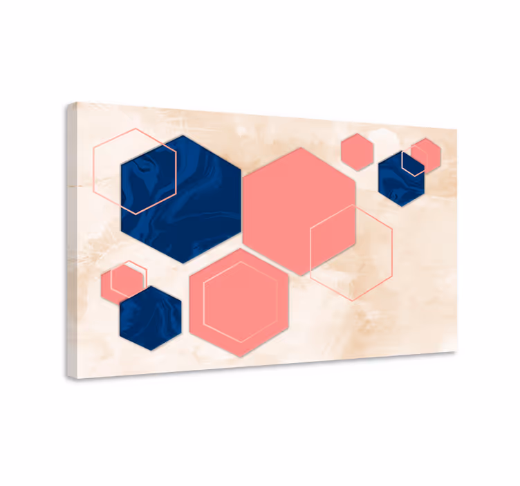 Geometriske lerretsbilde abstrakte sekskantformer - Tenstickers