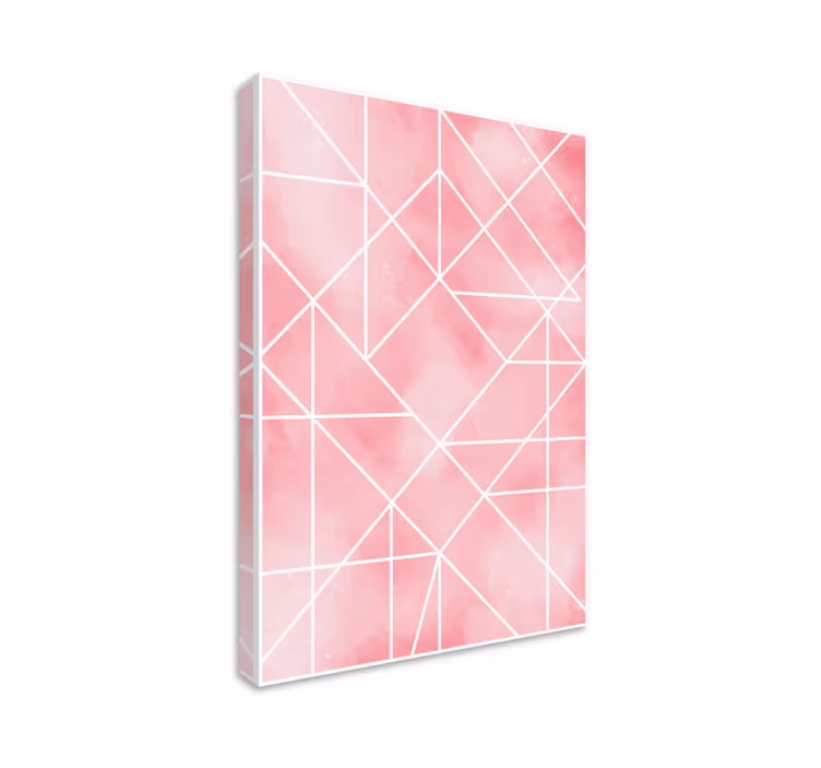 Geometriske lerretsbilde i geometrisk rosa mønster - Tenstickers