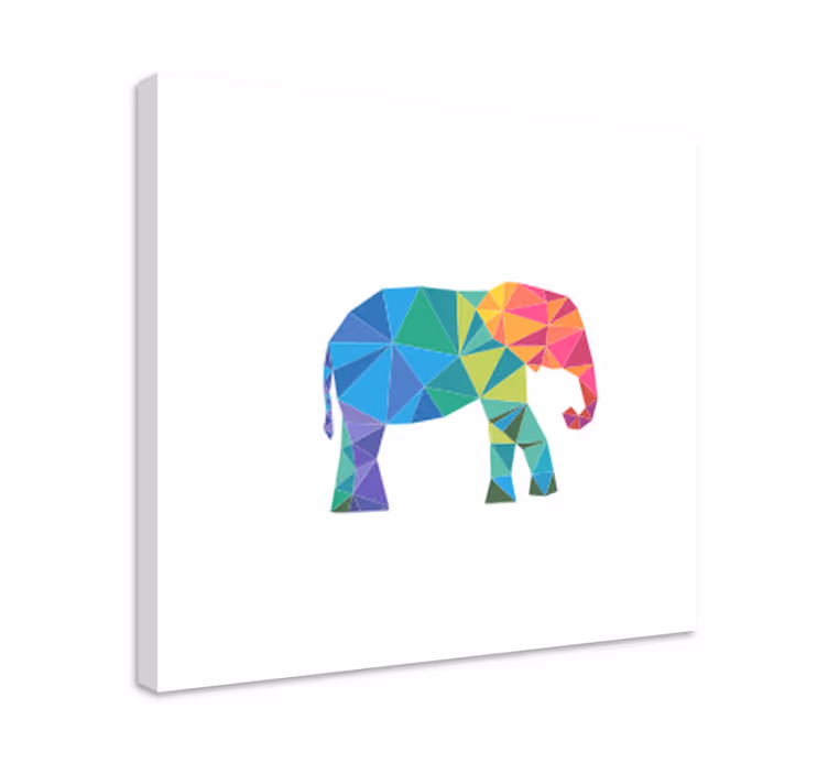 Fargerik polygonal elefant lerretsbilde elefanter - Tenstickers