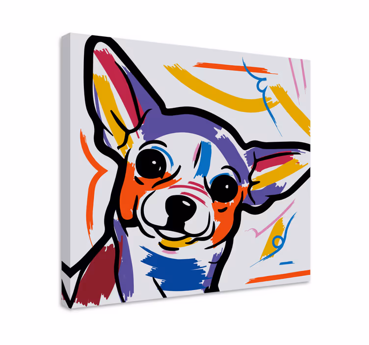 Fargerik kunstnerisk chihuahua-hund lerretsbilde moderne - Tenstickers