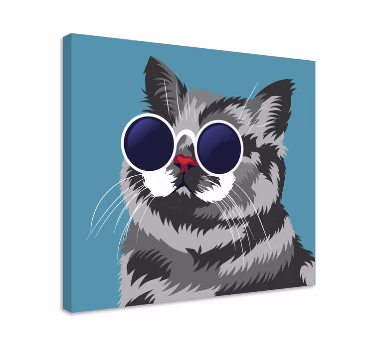 Morsomt fototapet av en grå katt lerretsbilde moderne - Tenstickers