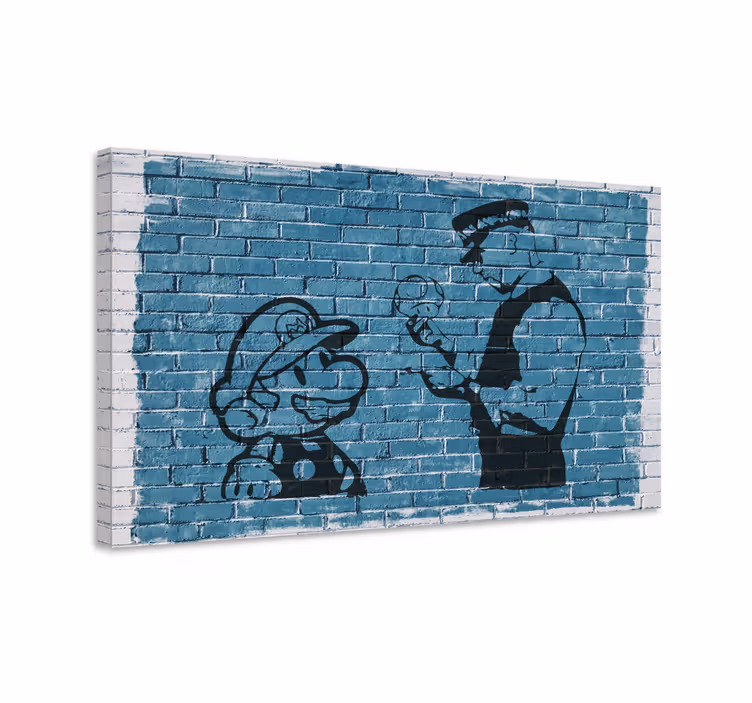 Mario og politimann videospill lerretstrykk - Tenstickers