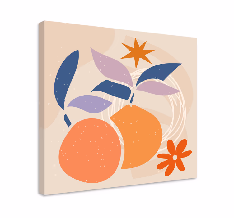 Minimalistisk abstrakt design med frukt lerretsbilde moderne - Tenstickers