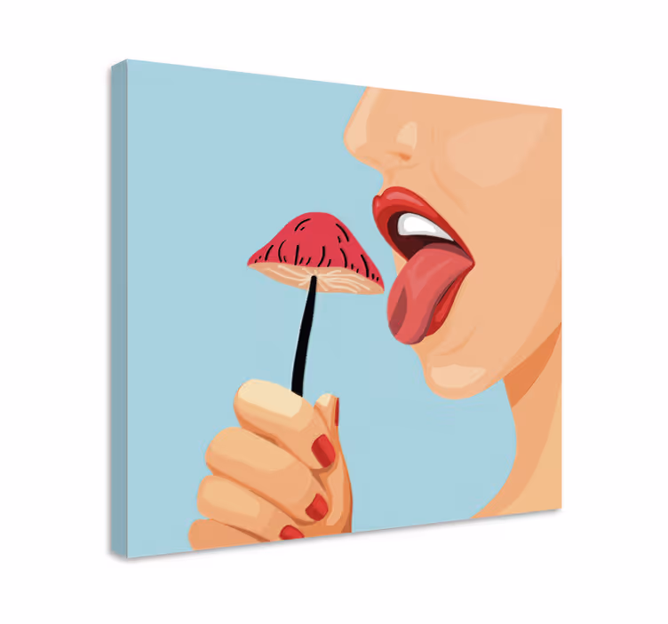 Jente slikker en sopp kunstnerisk design lerretsbilde moderne - Tenstickers