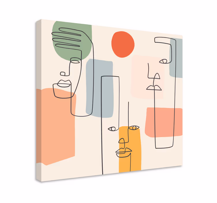 Minimalistisk veggkunst med ansikter lerretsbilde stue - Tenstickers