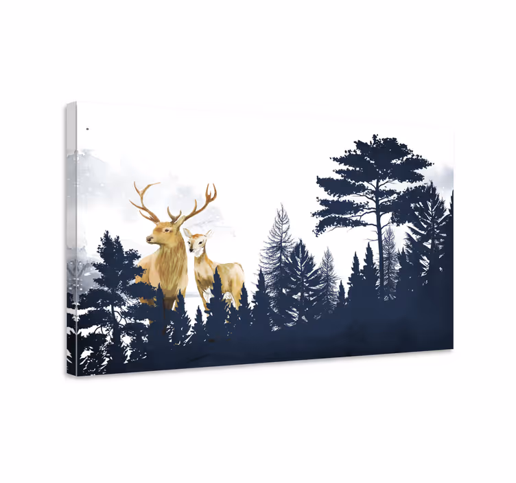 Skogvenner i skandinavisk stil lerretsbilde spedbarn - Tenstickers