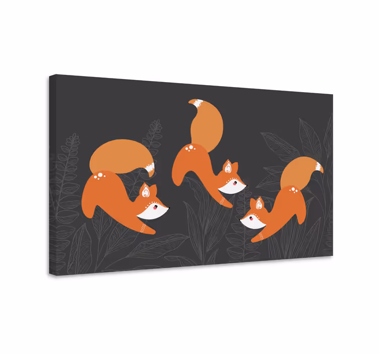 Rev som leker dyr lerretsbilde - Tenstickers
