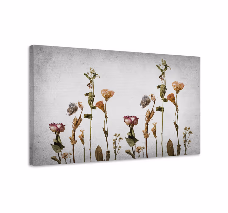 Blomst lerretsbilde tørket blomsterkomposisjon - Tenstickers
