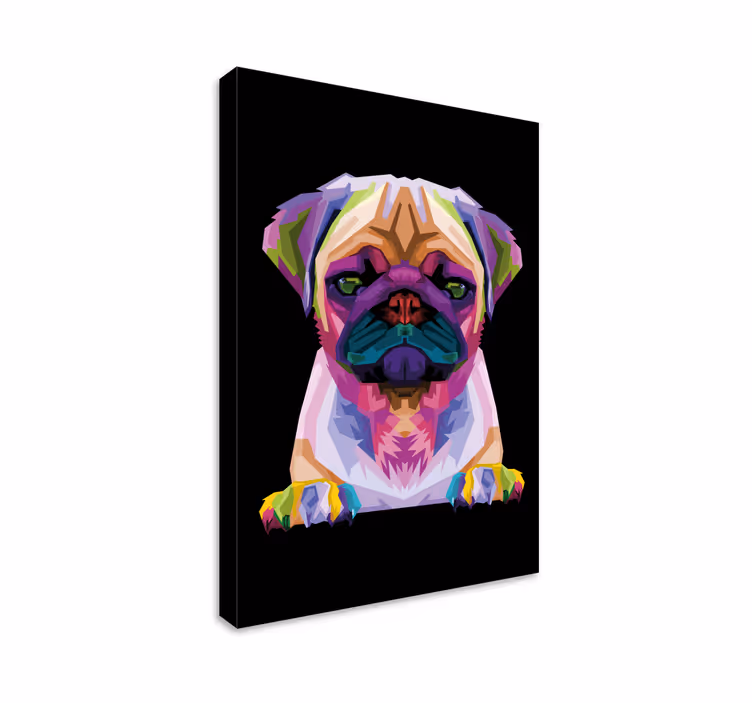 Geometriske-dyr søt hund lerretsbilde hunder - Tenstickers