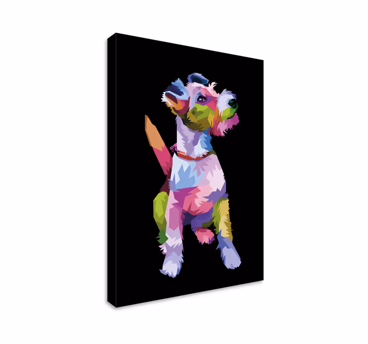 Geometrisk-dyr fox terrier lerretsbilde hunder - Tenstickers