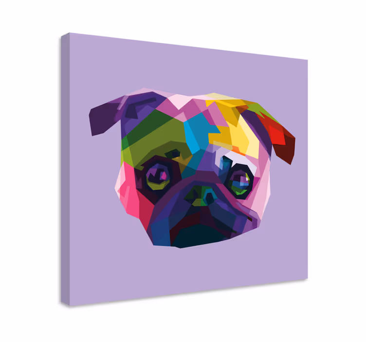 Geometrisk-dyr mops hund lerretsbilde hunder - Tenstickers