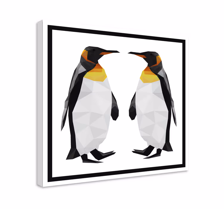 3d lerretsbilder to geometriske pingviner - Tenstickers