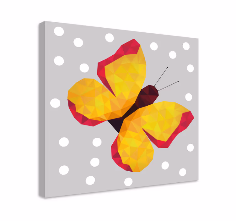 Gule geometriske vinger lerretsbilde sommerfugl - Tenstickers