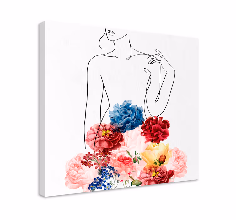 Floral silhuettdesign blomst lerretsbilde - Tenstickers