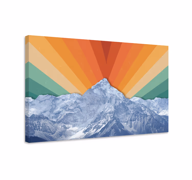 Fjell med "boho"-farger lerretsbilde landskap - Tenstickers