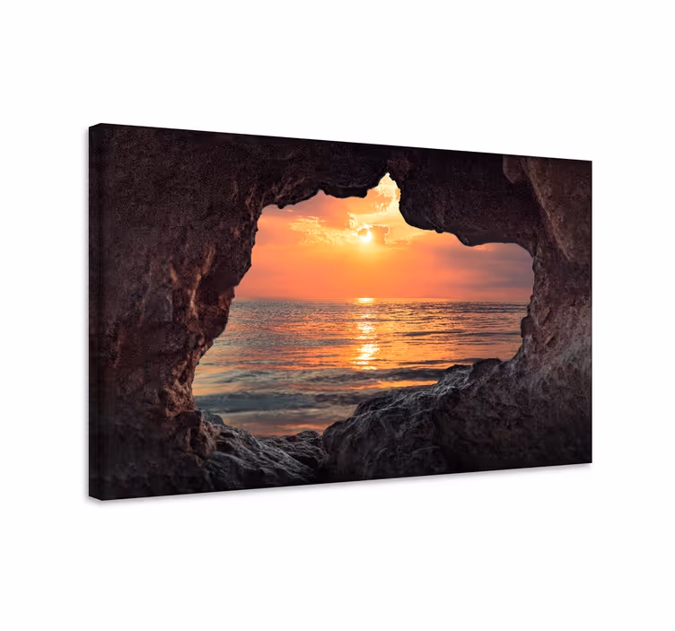 Landskaps lerretsbilde solnedgang gjennom stein - Tenstickers