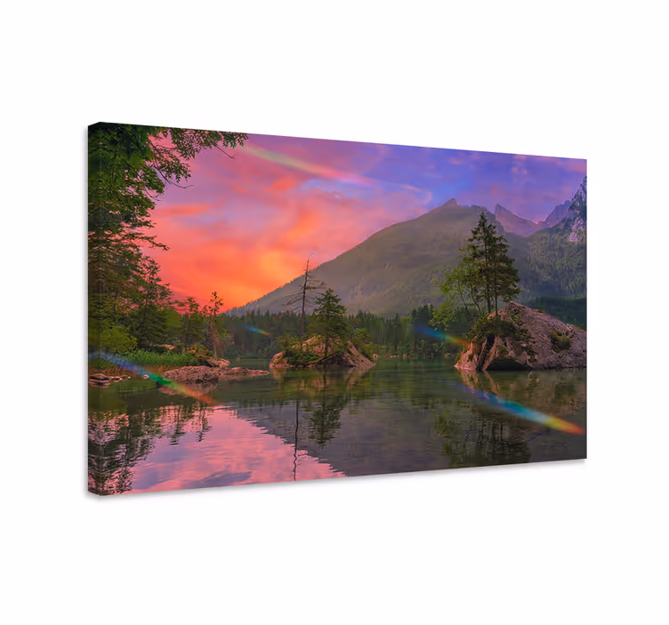 Landskaps lerretsbilde fjellrefleksjon fred - Tenstickers