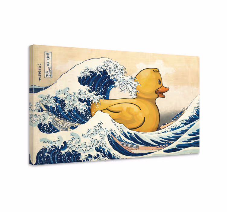 Kanagawa gummiand lerretsbilde kunst - Tenstickers