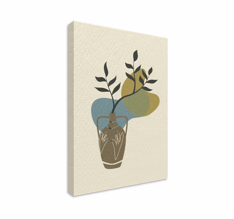 Vase med bladverk blomst lerretsbilde - Tenstickers