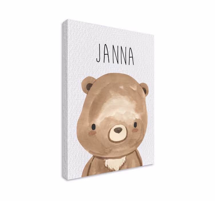 Babybjørn med navn Lerretstrykk for barn - Tenstickers