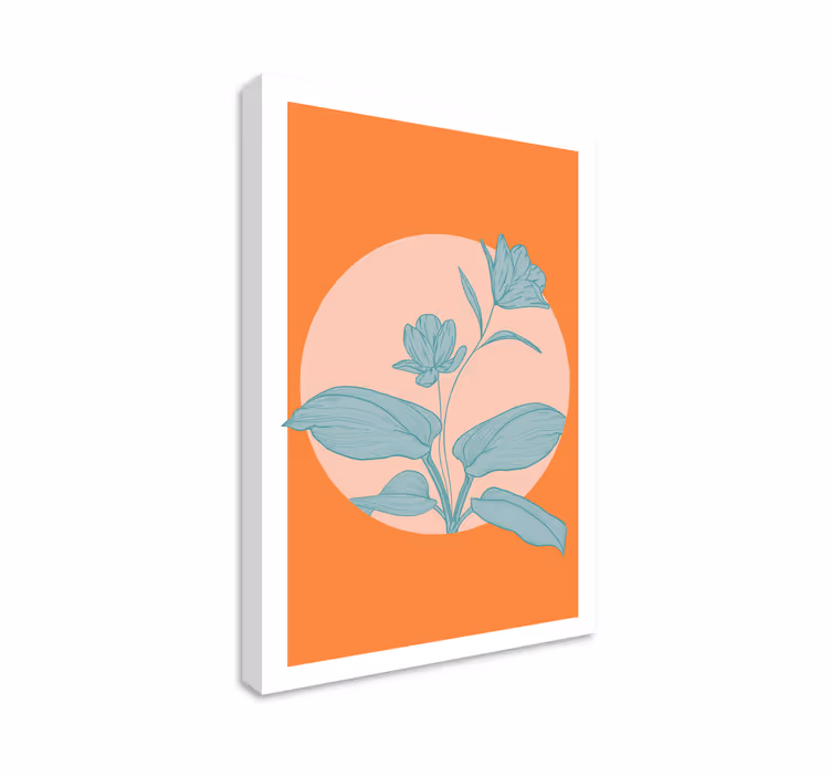 Oransje stilisert illustrasjon blomst lerretsbilde - Tenstickers
