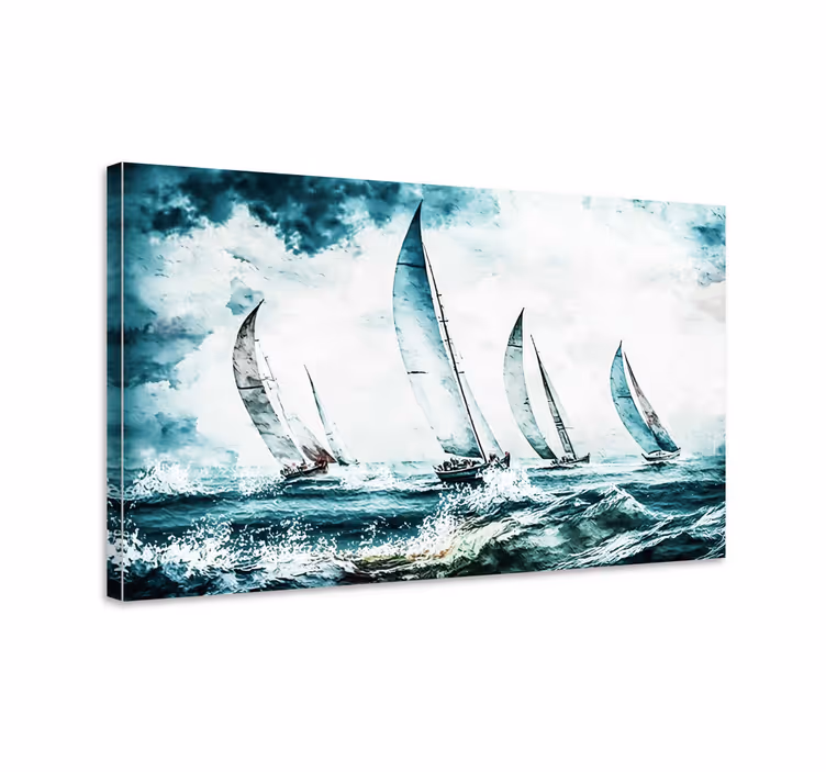 Pintura veleros en el mar kerretsbilde spiserom - Tenstickers