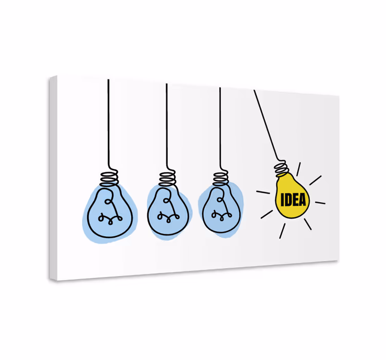 Idé med lyspærerIde med lyspærer lerretsbilde motivasjon - Tenstickers