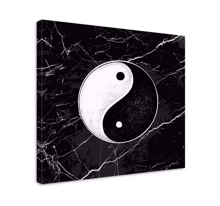 Yin yang marmor orientalsk lerretstrykk - Tenstickers