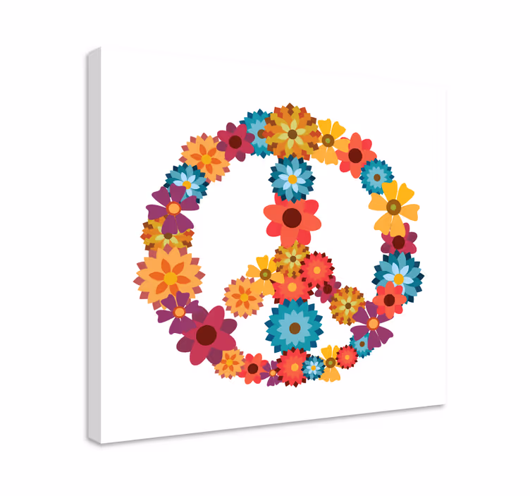 Hippie symbol blomste lerretsbilde - Tenstickers