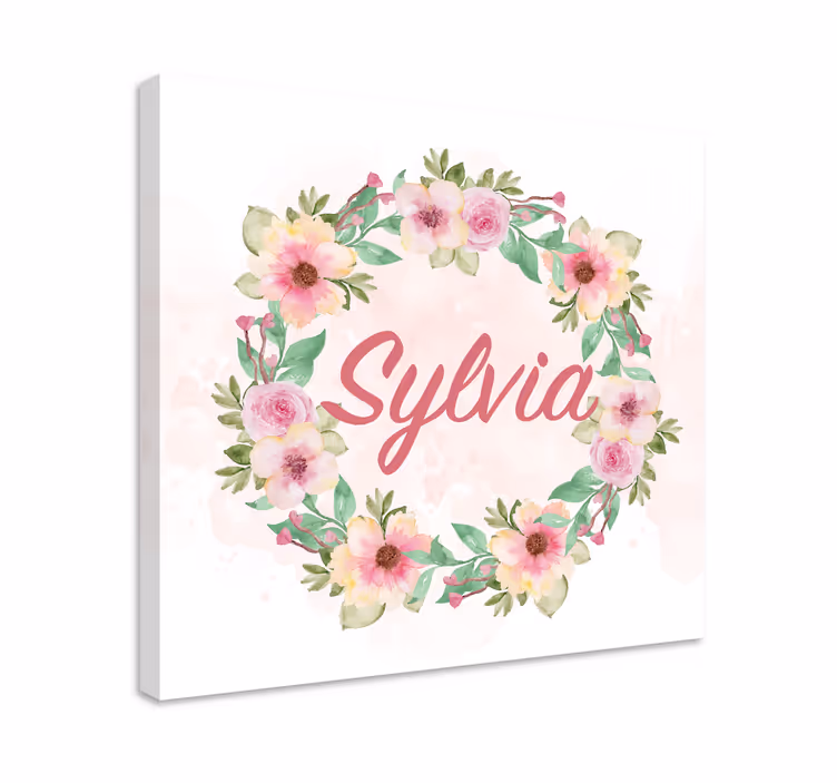 Akvarell vårblomster med egne navn lerretsbilde - Tenstickers