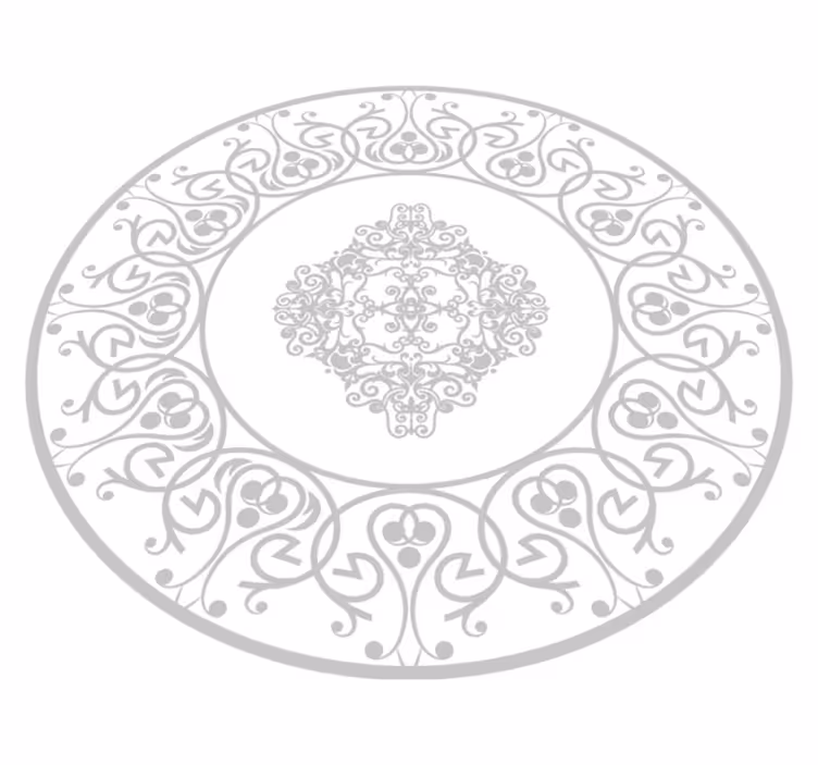 Rund damask vinyl teppe hvit - Tenstickers