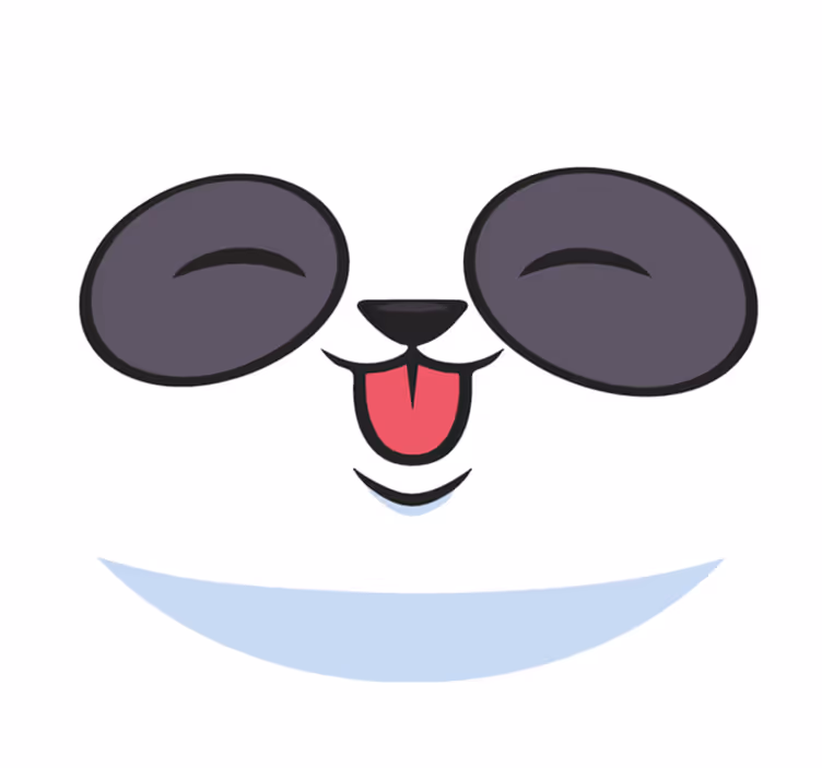 Panda ansikt vinyl teppe hvit - Tenstickers