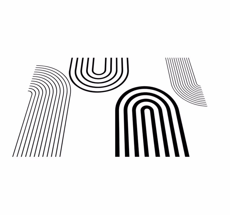 Tynne minimalistiske svarte buer vinyl teppe hvit - Tenstickers