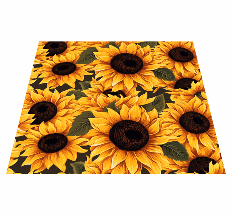 Vintage solsikkedesign vinyl teppe gul - Tenstickers