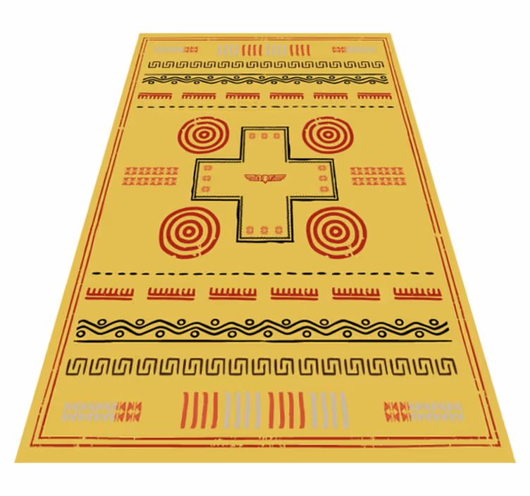 Etnisk design vinyl teppe gul - Tenstickers