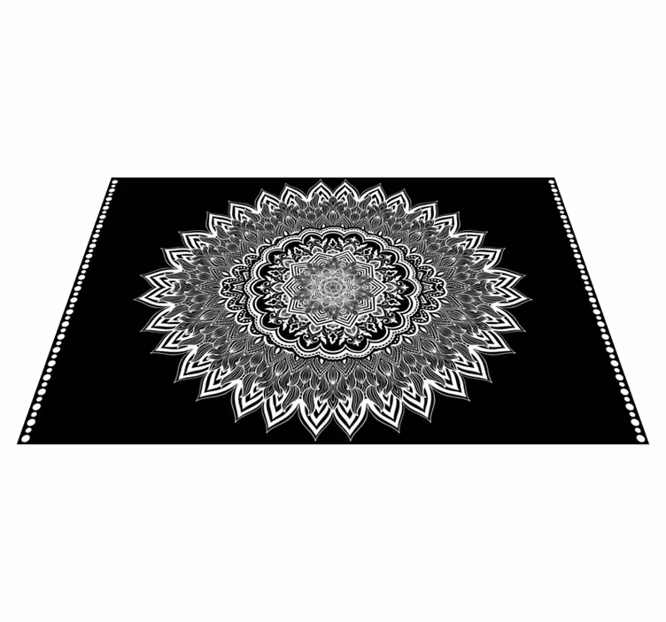 Floral mandala design vinyl teppe svart - Tenstickers